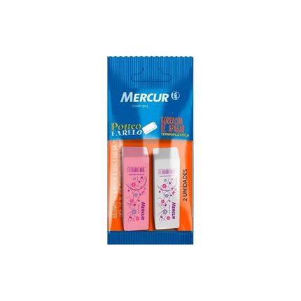 Borracha Mercur TR Decorada Rosa / Branca Pull Pack Com 02 Unidades