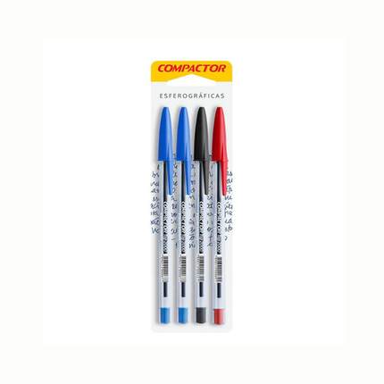 Caneta Compactor Top 2000 Cor Sortida Com 04 Unidades - 001746627