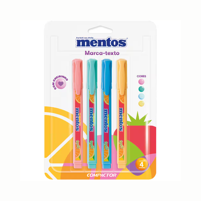 Marcador De Texto Compactor Destaq Mentos Com 04 Unidades Pcs Com Cheiro - 2923660