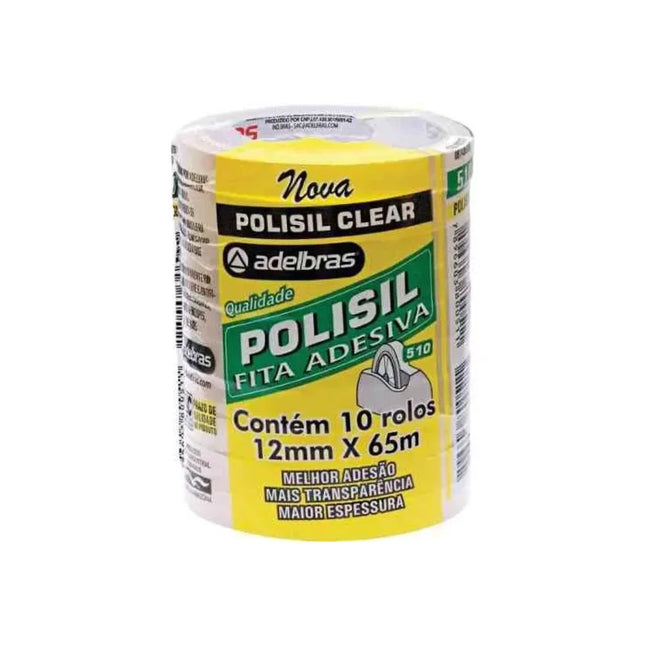 Fita Adesiva Adelbras 12X65 Polisil Transp Com 10 Unidades - PPTM-7