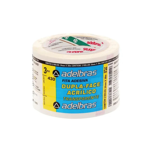Fita Dupla Face Adelbras 24X30 Poli Acrilico Com 03 Unidades