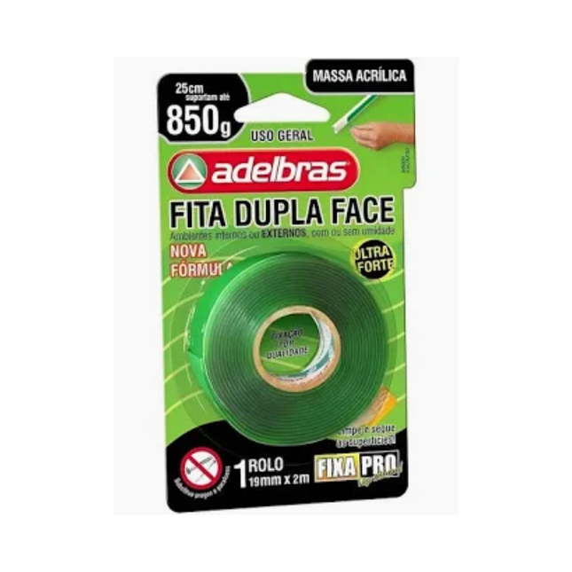 Dupla Face Massa Acrilica Adelbras 19X2 Blister
