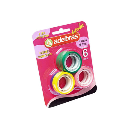 Fita Adesiva Adelbras 12X10 Polisil Cores Com 06 Unidades
