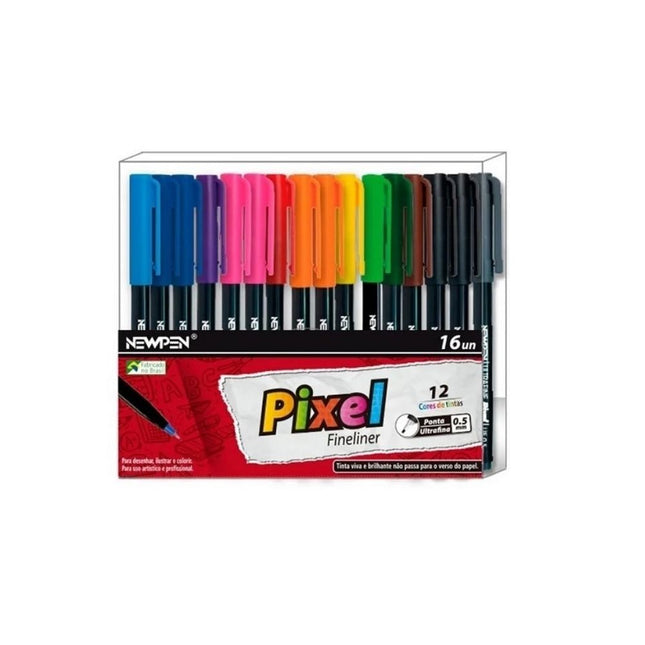 Marcador Hidrografico Newpen Pixel 16 Cores - 16025