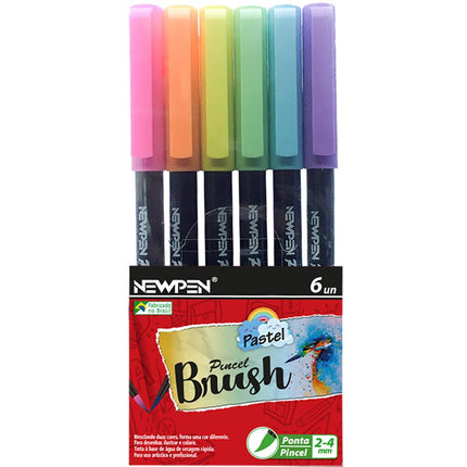 Pincel Brush Newpen Pastel 6 Cores - 17032