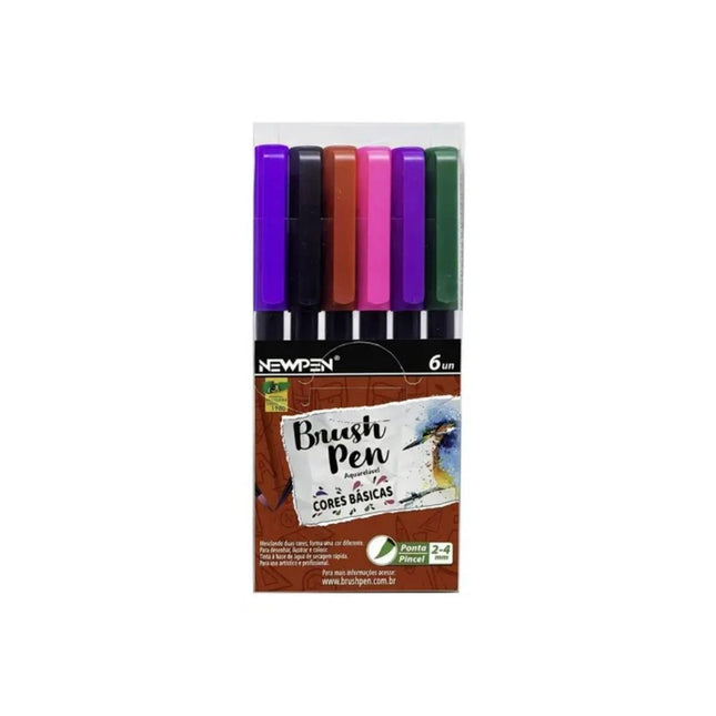 Pincel Brush Newpen Basico 6 Cores - 17068
