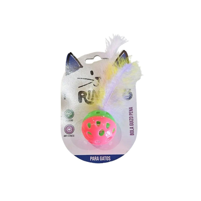 Brinquedo Para Gato Ringo Guizo Pena 16cm - RG-0106