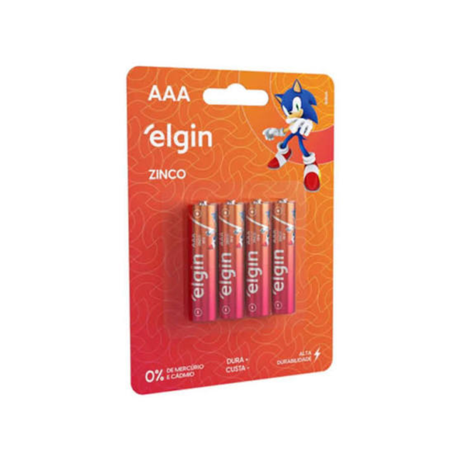 Pilha Elgin Zinco Carvao AAA R03 Blister Com 04 Unidades - ELE000000082186