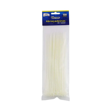 Abracadeiras Nylon 2.5X200Mm Com 100Peças Cor Branca  - 125-4