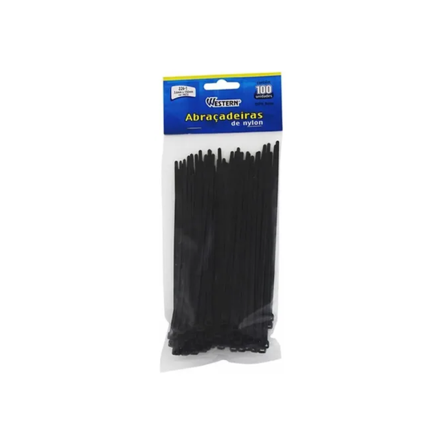 Abracadeiras Nylon 3.62X250mm Com 100 Unidades Pc Cor Preta - 226-4