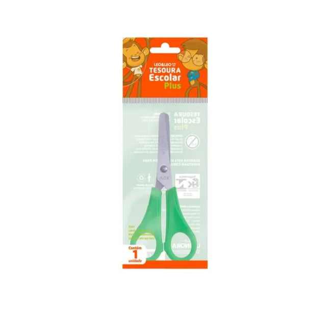 Tesoura Escolar Leo Cabo Colorido 13cm Blister Com 01 Unidade - 4500