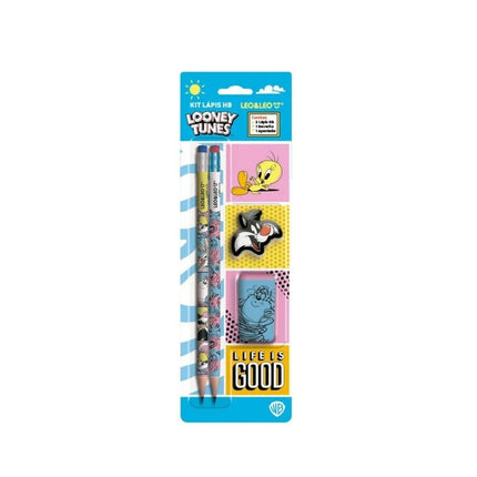 Kit Lapis HB Looney Tunes 2 Lapis/Apontador/Borracha Leo & Leo - 71624