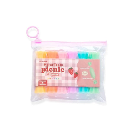 Marcador De Texto Mini 2 Em 1 Picnic Com 06 Unidades Leo & Leo - 94114