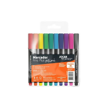 Marcador De Texto Mini Fineliner Ponta 0.4 Jocar 10 Cores Leo & Leo - 10247