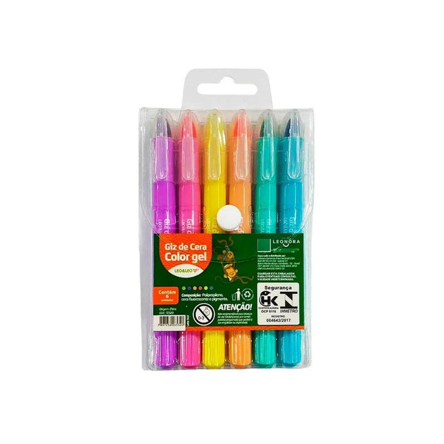 Giz De Cera Color Gel 06 Cores Leo & Leo - 72320