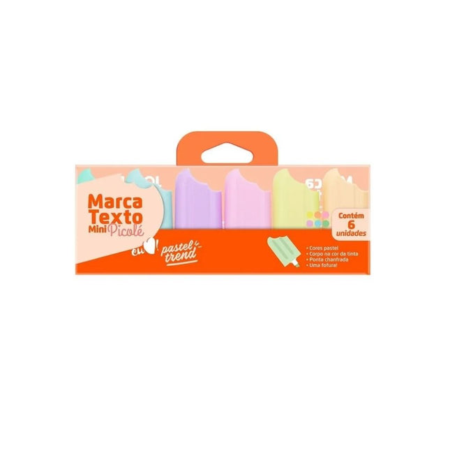 Marcador De Texto Leo & Leo Mini Picole Pastel Trend Com 06 Unidades - 96143