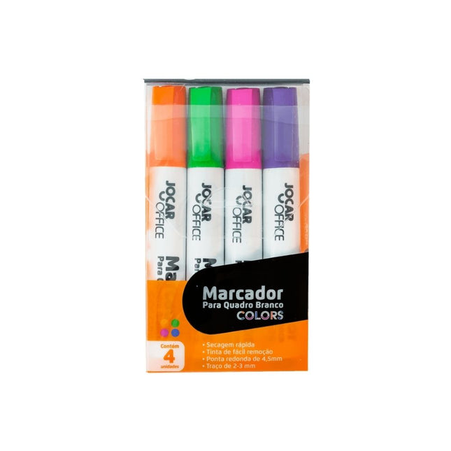 Marcador De Quadro Branco Colors Leo Estojo Com 04 Unidades - 96136