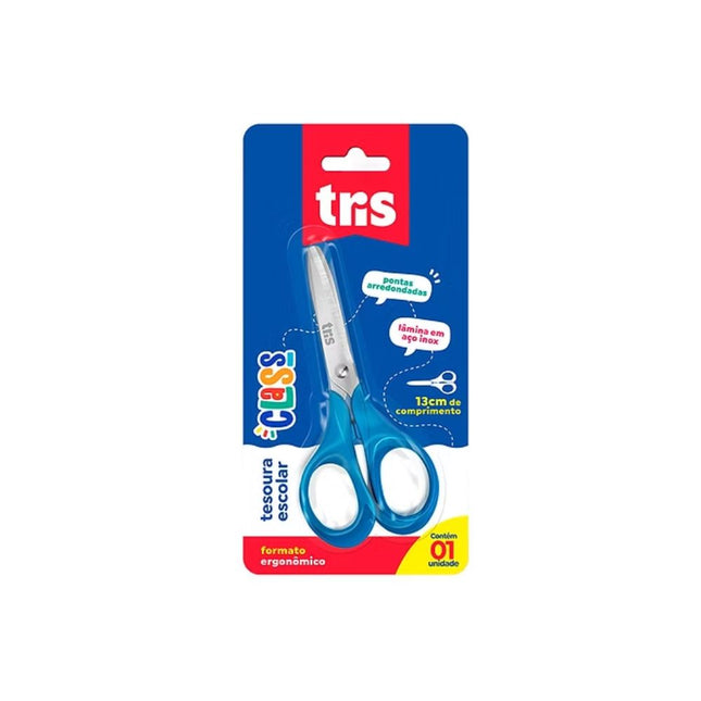 Tesoura Escolar Summit Tris Class 13cm Cor Azul - 601571