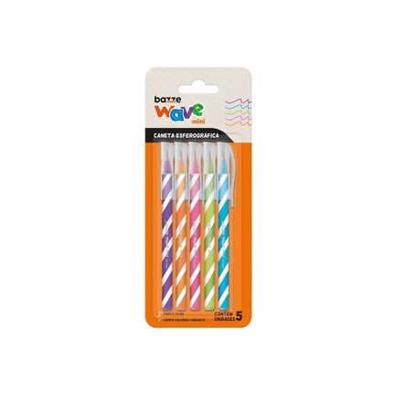 Caneta Esferografica Bazze Wave Mini Color Com 05 Unidades Pcs Summit - 653365