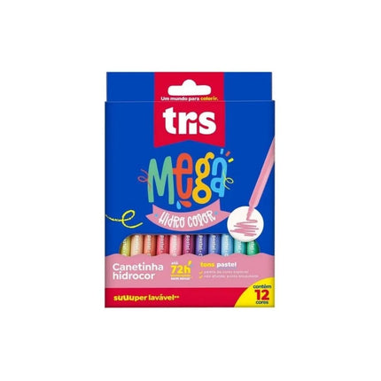 Caneta Hidrografica Summit Tris Mega Hidro Tons Pastel 12 Cores Com 01 Unidade - 688176
