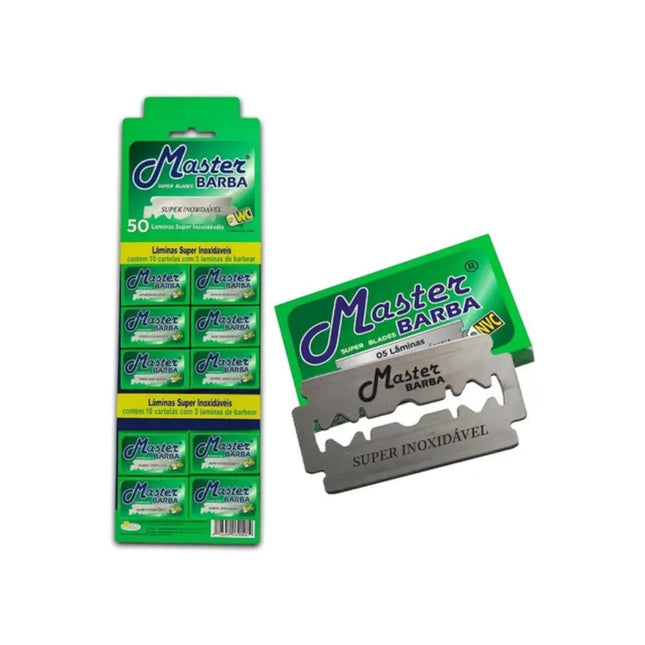 Lamina De Barbear Nvc Master Barba Cartela Com 50 Unidades - LMB07
