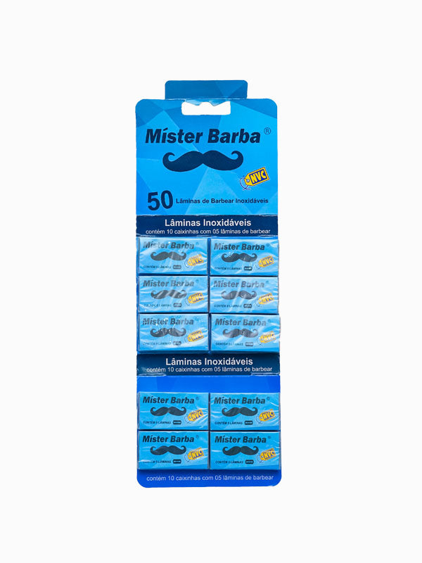 Lamina De Barbear Nvc Mister Barba Com 50 Unidades