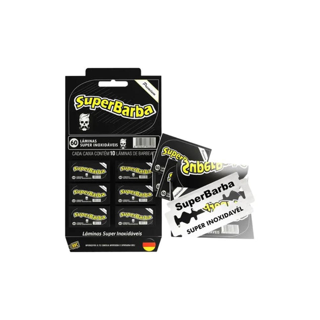 Lâmina De Barbear NVC Super Barba Black Premium Alema Com 60 Unidades - V9400-u
