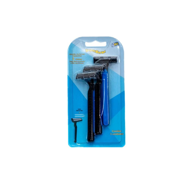 Aparelho Barba Super Barba 3 Laminas Azul Cartela Com 03 Unidades - RGTB