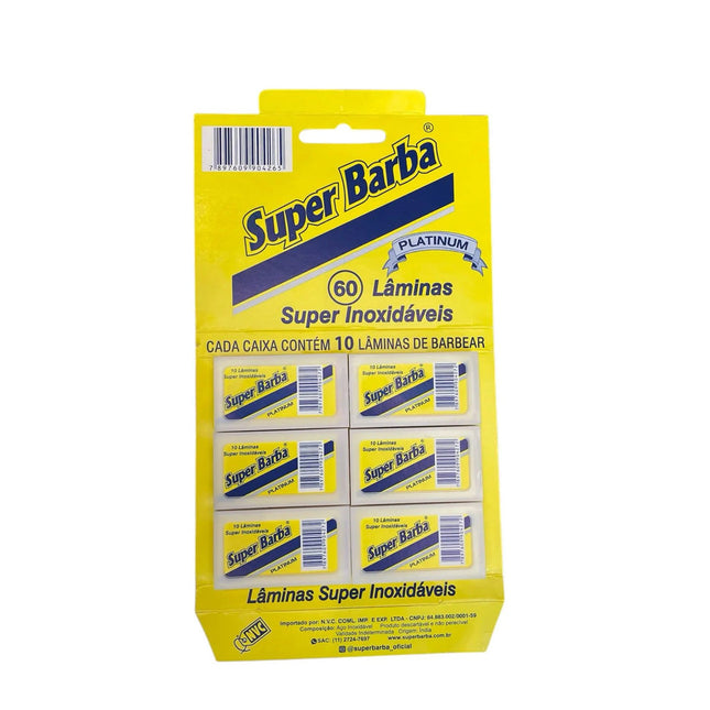 Lâmina De Barbear Superbarba Platinum Amarela Com 60 Unidades - Sbp002-u