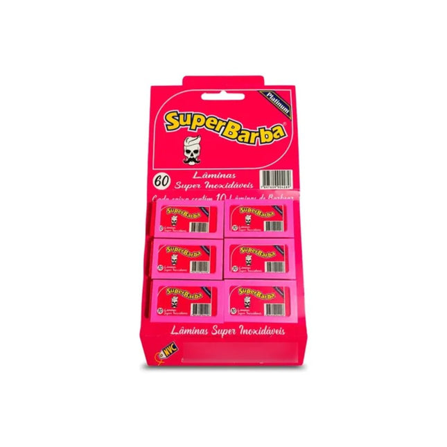 Lamina De Barbear Superbarba Platinum Rosa Com 60 Unidades - SBP002-U