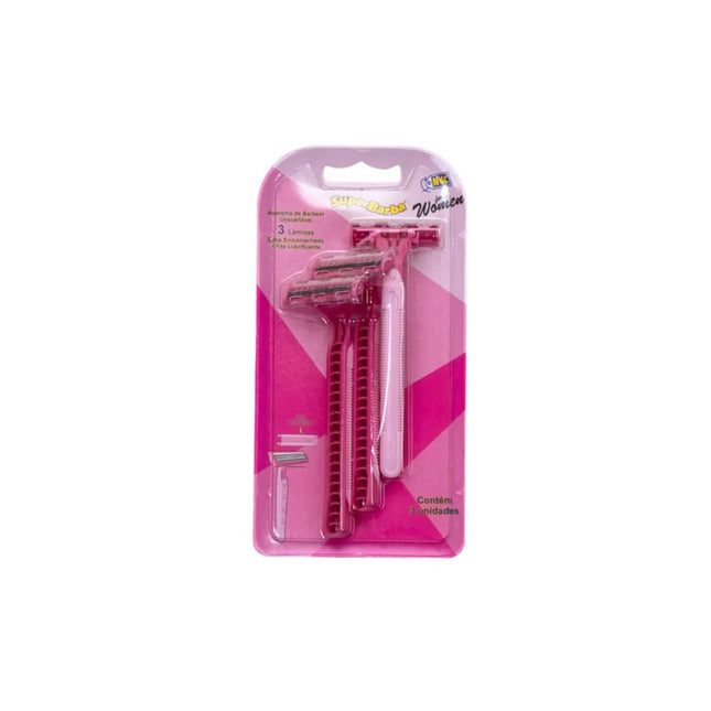 Aparelho Barba Super Barba 3 Laminas Rosa Cartela Com 03 Unidades - RGTP