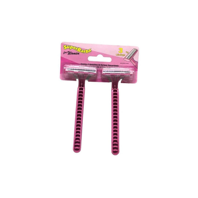 Aparelho Barba Super Barba Cor Rosa Com 03 Unidades Laminas Com 02 Unidades Pcs - L1000P