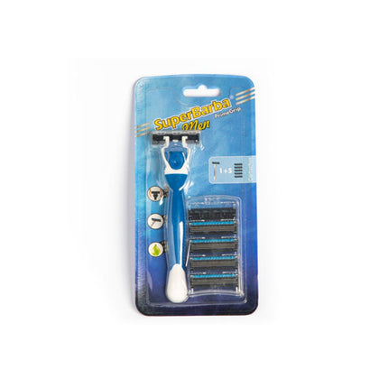 Aparelho Barba Super Barba Primegrip Cor Azul Com 01 Unidade Ap.Cabeca Movel Com 03 Unidades Laminas + 5 Cartuchos - D331DW