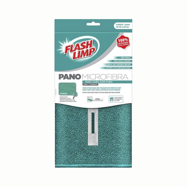 Pano Microfibra Para Chao P Com Furo Flashlimp - FLP6735