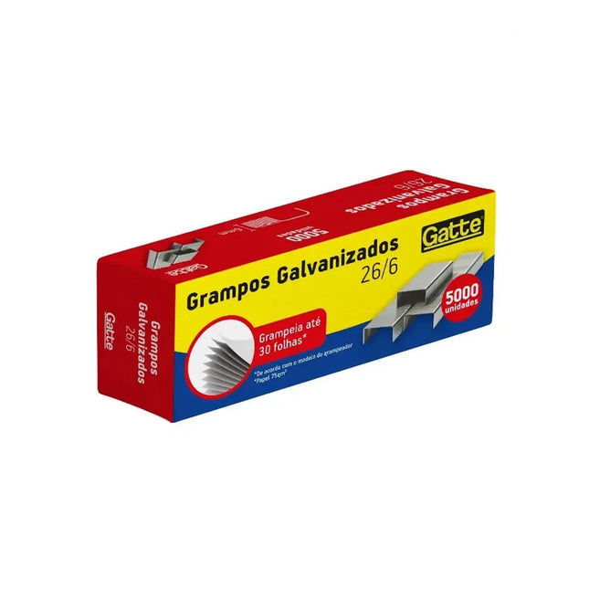 Grampo Para Grampeador 26/6 Galvanizado Com 5000 Unidades Make - 11108