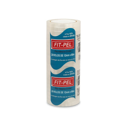 Fita Adesiva Fit-Pel 12X65 Cristal Pacote Com 20 Unidades