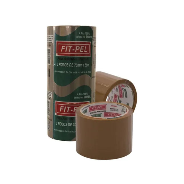 Fita P V C Fit-Pel 70X50 Marrom Pacote Com 03 Unidades