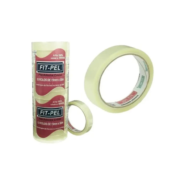 Fita Adesiva Fit-Pel 18X50 Transparente Pacote Com 13 Unidades