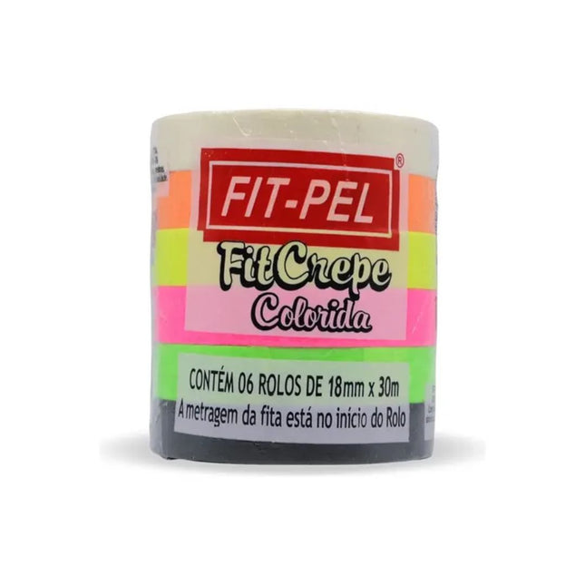 Fita Crepe Fit-Pel 18X30 Colorida Pacote Com 06 Unidades