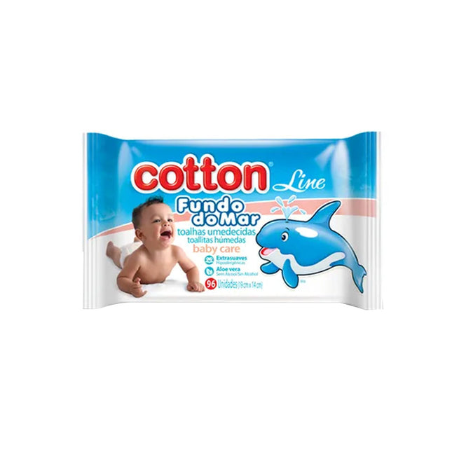 Toalha Umedecida Higie Topp Cotton Baby Fundo Do Mar Com 96 Unidades - 10362