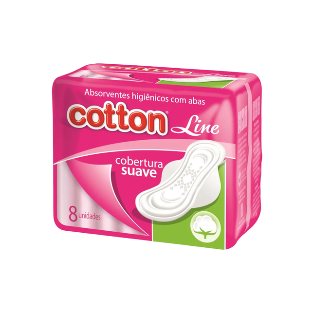 Absorvente Higie Topp Cotton Line Cobertura Suave Com Abas Com 08 Unidades - 10008