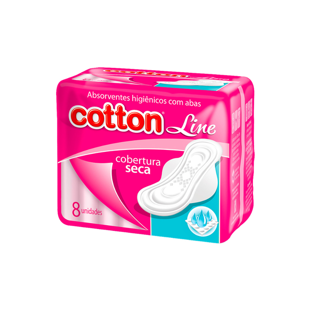 Absorvente Higie Topp Cotton Line Cobertura Seca Com Abas Com 08 Unidades - 10009