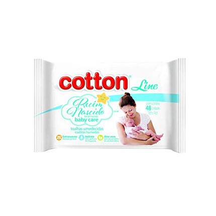 Toalha Umedecida Recém-Nascido Higie Topp Cotton Com 48 Unidades - Rn1015