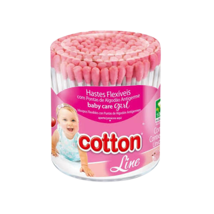 Hastes Flexiveis Higie Topp Cotton Line Baby Care Girl Com 150 Unidades - 8738