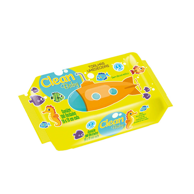 Toalha Umedecida Clean Baby 19x13cm Pacote Com 100 Unidades