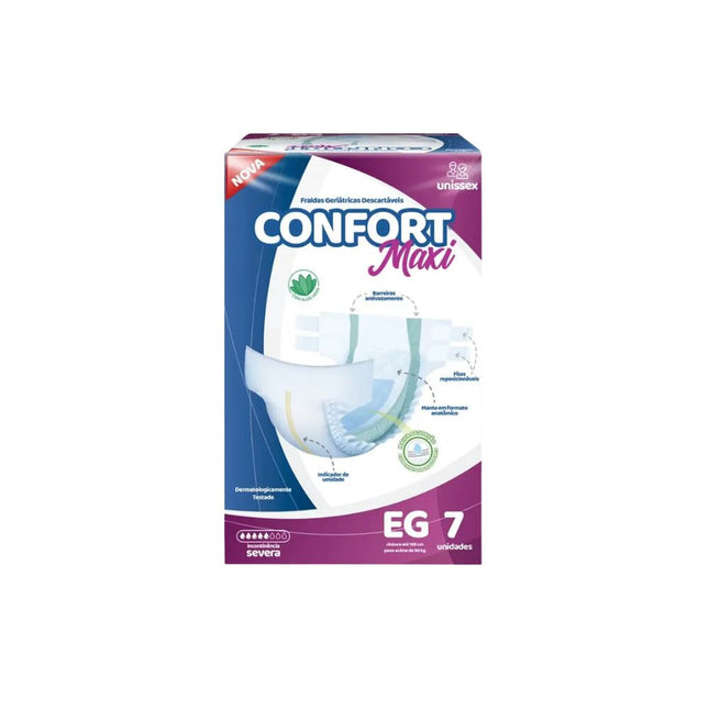 Fralda Descartáveis Geriatrica Maxi Confort Tamanho EG Com 07 Unidades - 11034