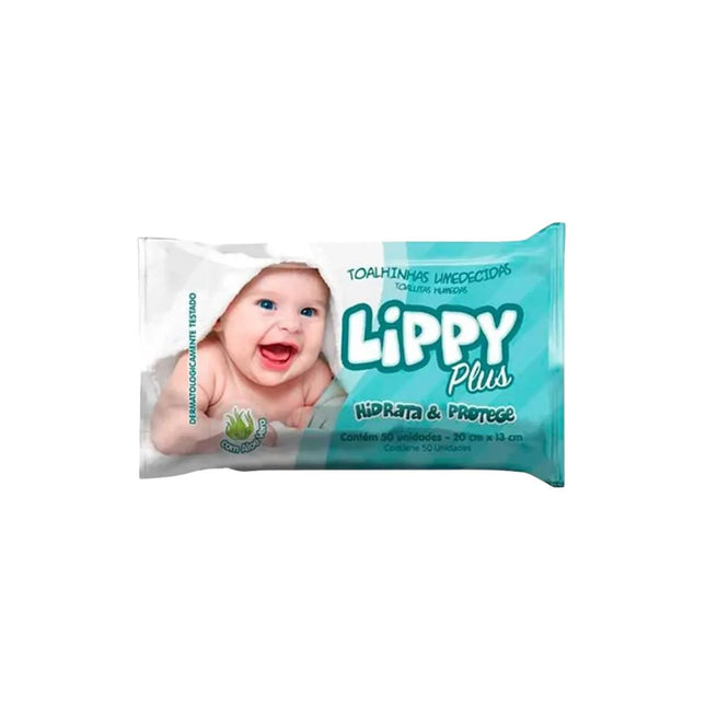 Toalhinha Umedecida Lippy Plus Com 50 Unidades - 621001