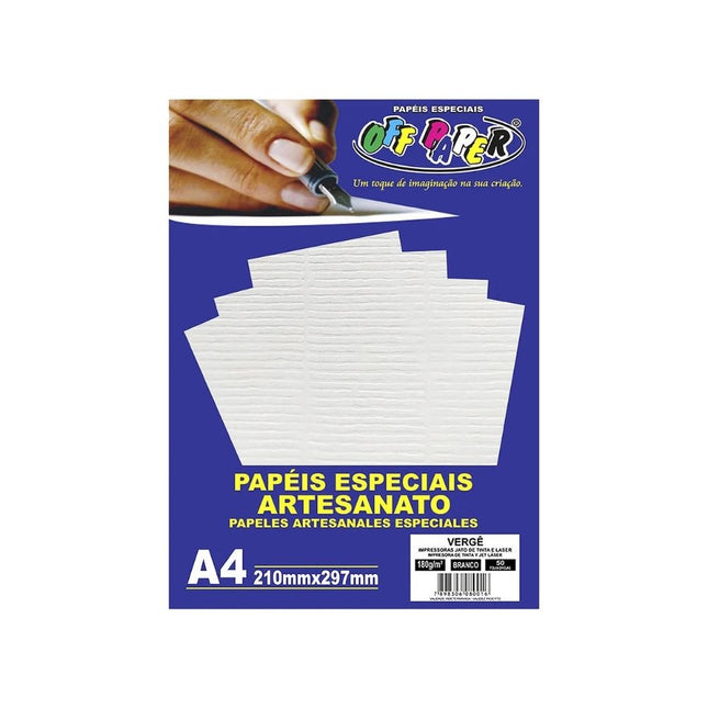 Papel Especial Off Paper A4 180g 50FLS Verge Branco - 00001