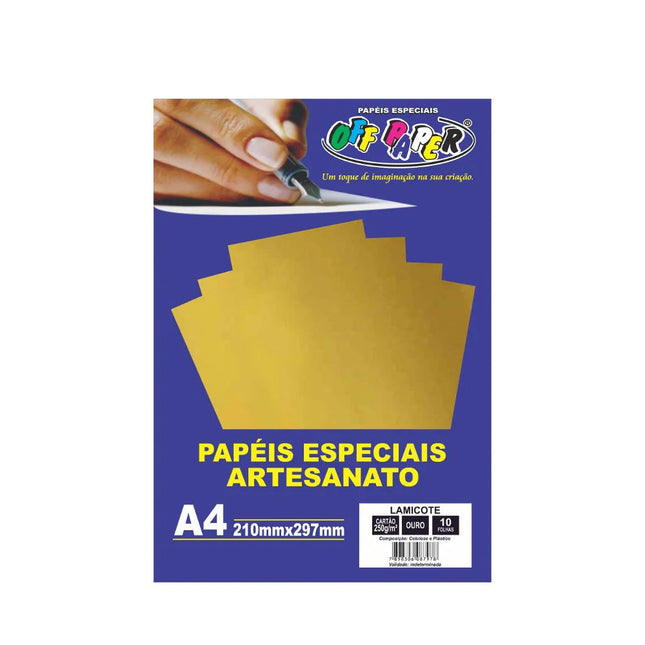 Papel Lamicote Off Paper A4 250G 10 Folhas  Ouro Minas -  1006