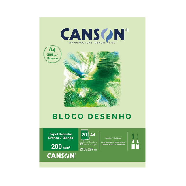 Papel Desenho Canson A4 210X297mm Bco 20FLS - 66667045